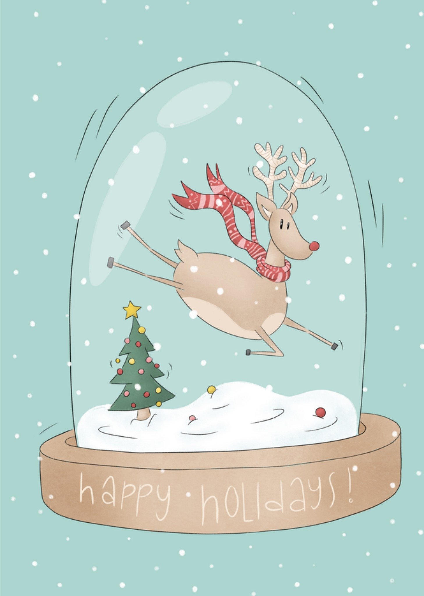 Kerstkaart Happy Holidays! Studio Fred Illustraties