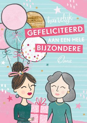 Aan Een Hele Bijzondere Oma Geïllustreerde Ballonnen Verjaardag Kaart