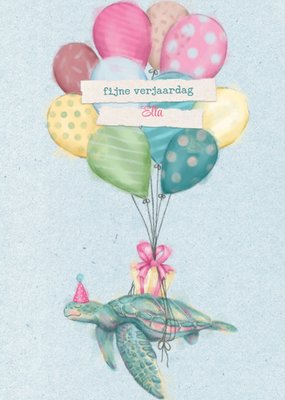 Greetz | Verjaardagskaart | schildpad met ballon