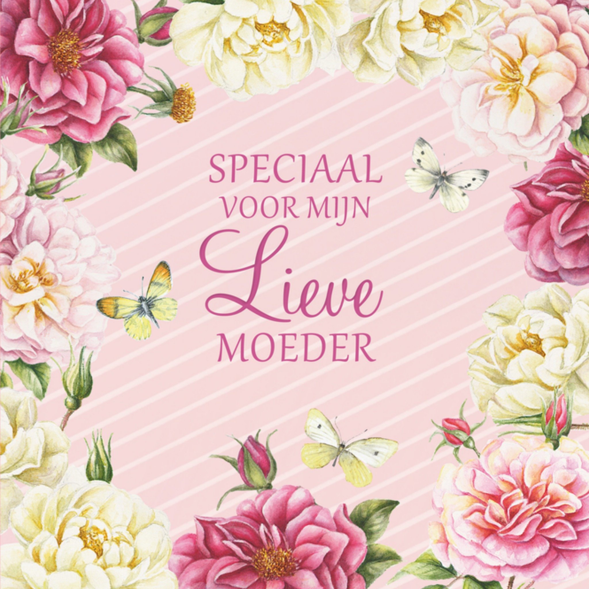 Moederdagkaart Bloemen en vlinders Janneke Brinkman