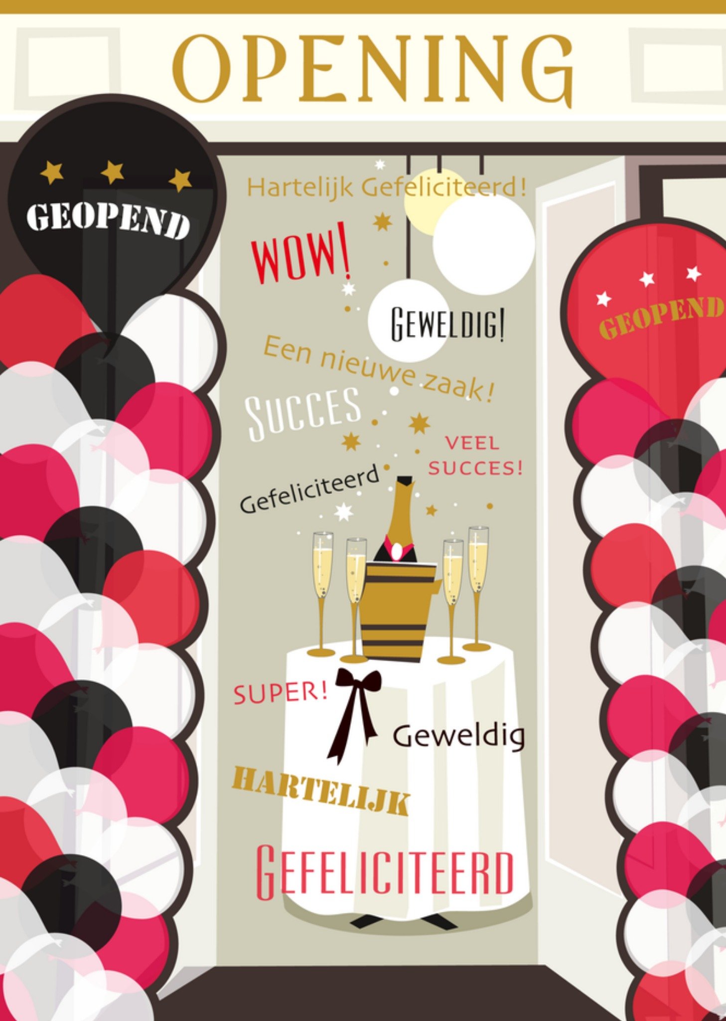 Opening nieuwe zaak ballonnen Kaart Paperclip