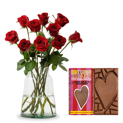 Boeket Liefdevol | 10 rozen | Valentony 180g