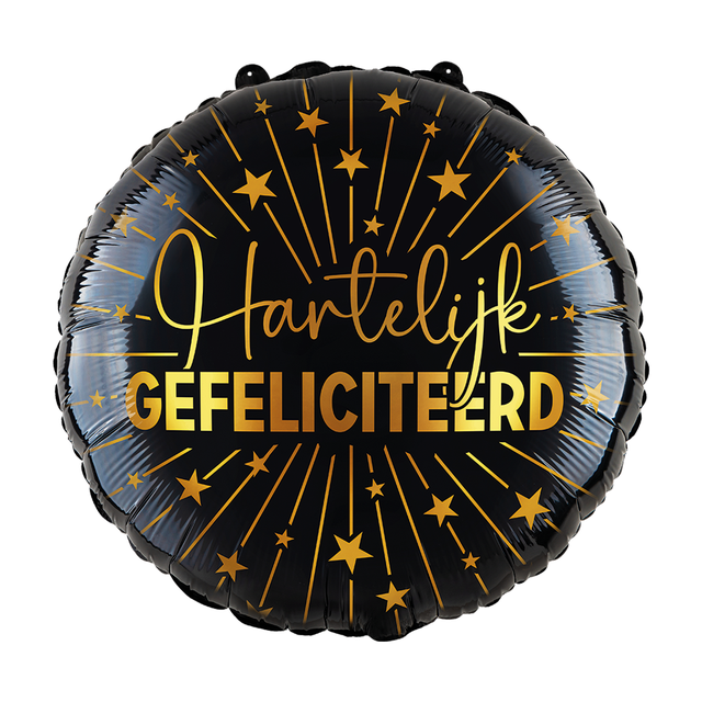 Ballon | Hartelijk Gefeliciteerd | Zwart en goud