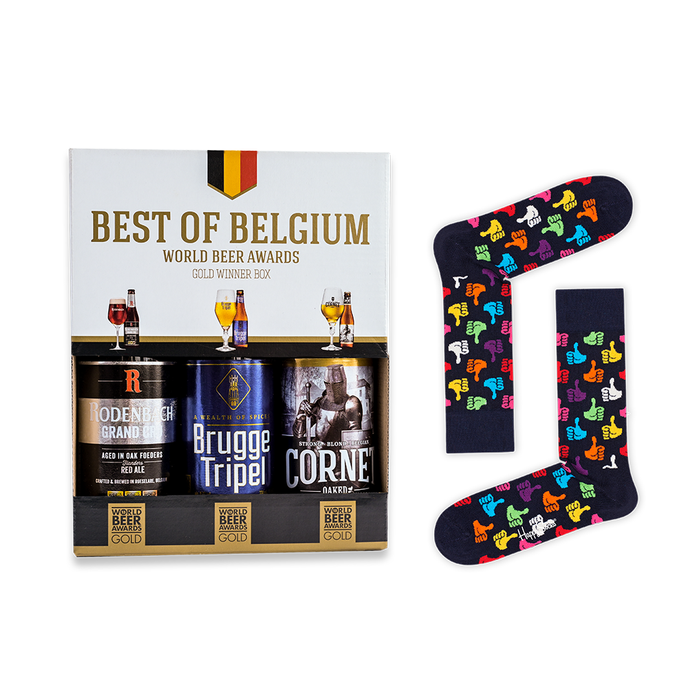 Best of Belgium bierpakket 3x 33cl - Happy socks 41-46