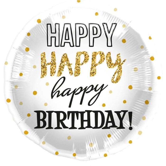Ballon | Happy Birthday | Goud en stippen