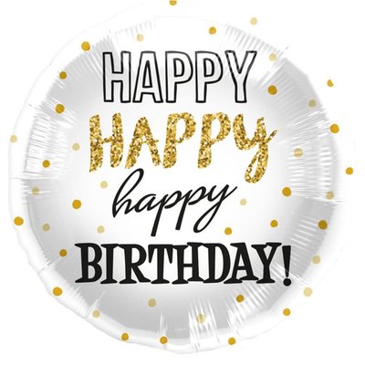 Ballon | Happy Birthday | Goud en stippen