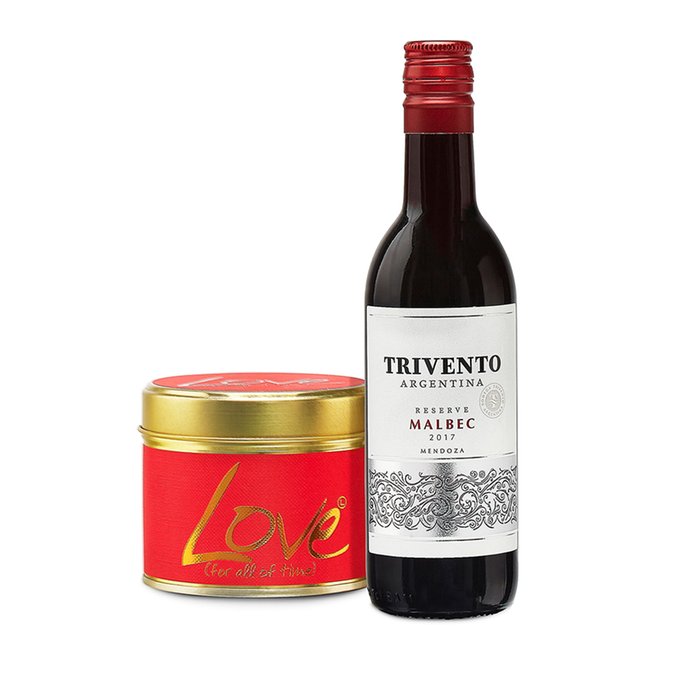 Lily Flame Love Scented Candle & Trivento Malbec Gift Set