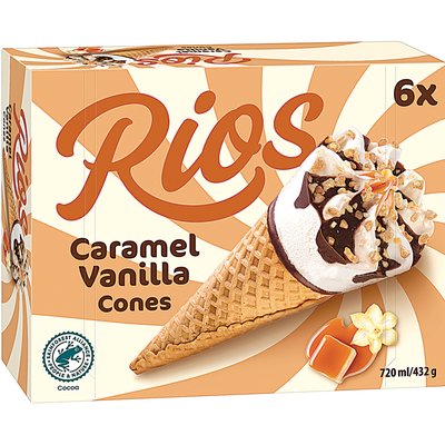 RIOS KARAMELL-VANÍLIA ÍZŰ TÖLCSÉRES JÉGKRÉM MULTIPACK termékképe