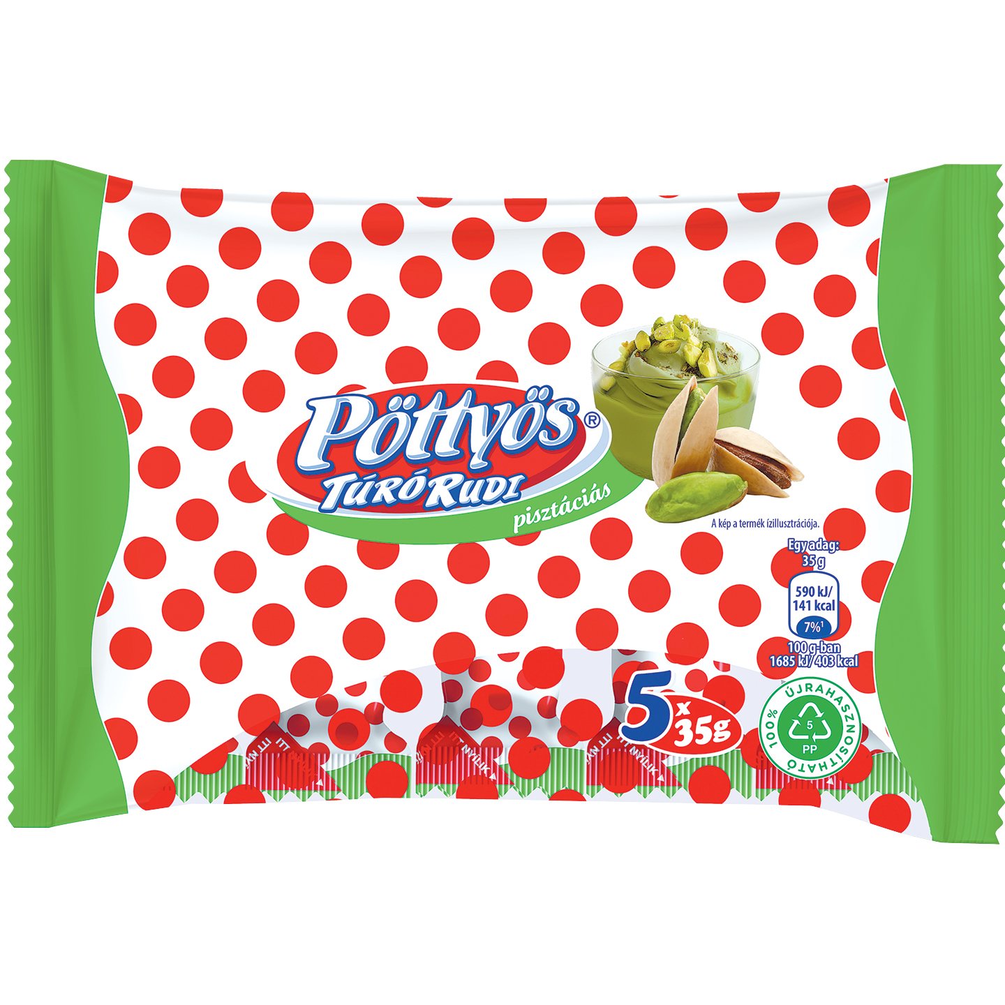 Pöttyös Pisztáciás Túró Rudi Multipack