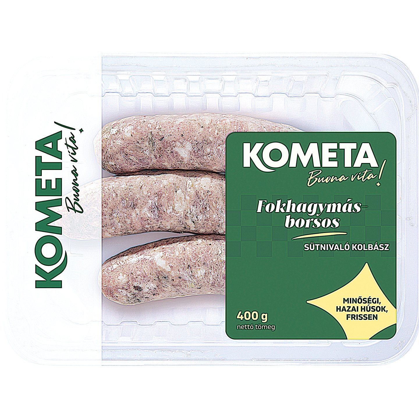 Kometa Fokhagymás Serpenyős Sütnivaló Kolbász