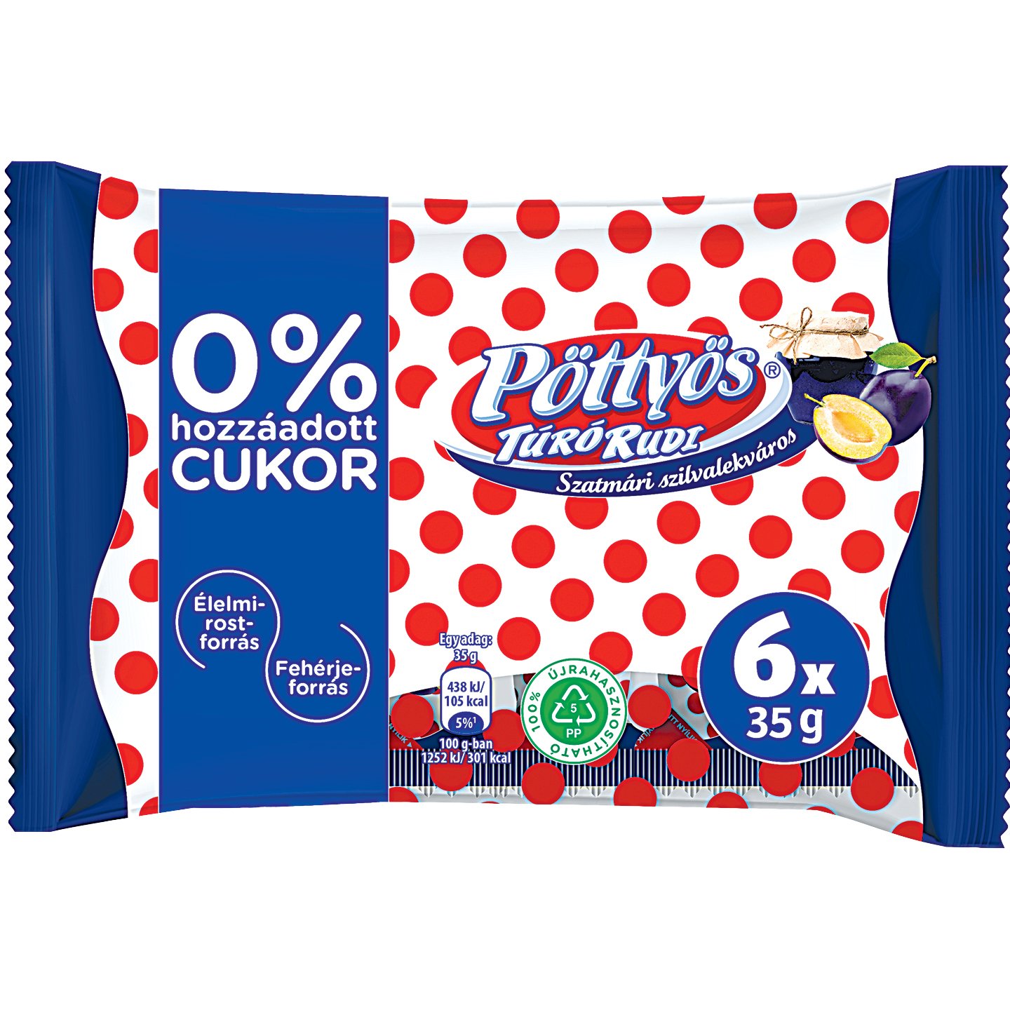 Pöttyös Túró Rudi Szilvás 0%+cukor Multipack
