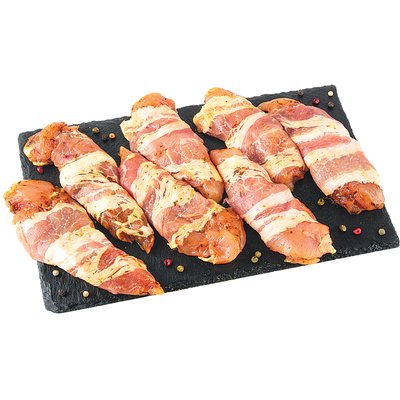 PÁCOLT CSIRKE BELSŐMELLFILÉ BACONBE GÖNGYÖLVE termékképe