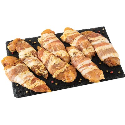 Image of PÁCOLT CSIRKE BELSŐMELLFILÉ BACONBE GÖNGYÖLVE