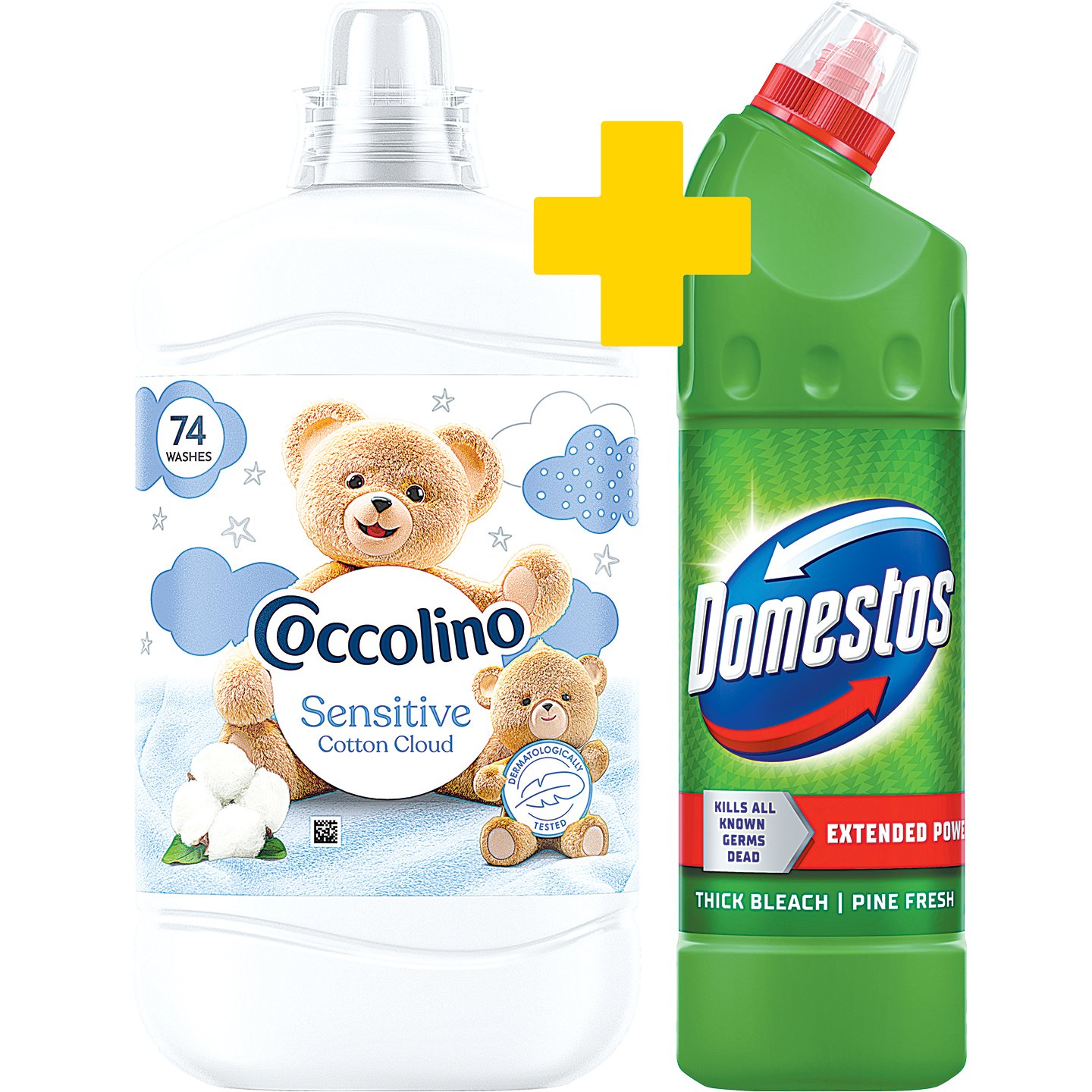 Coccolino Sensitive öblítő+domestos Pine Fertőtlenítőszer