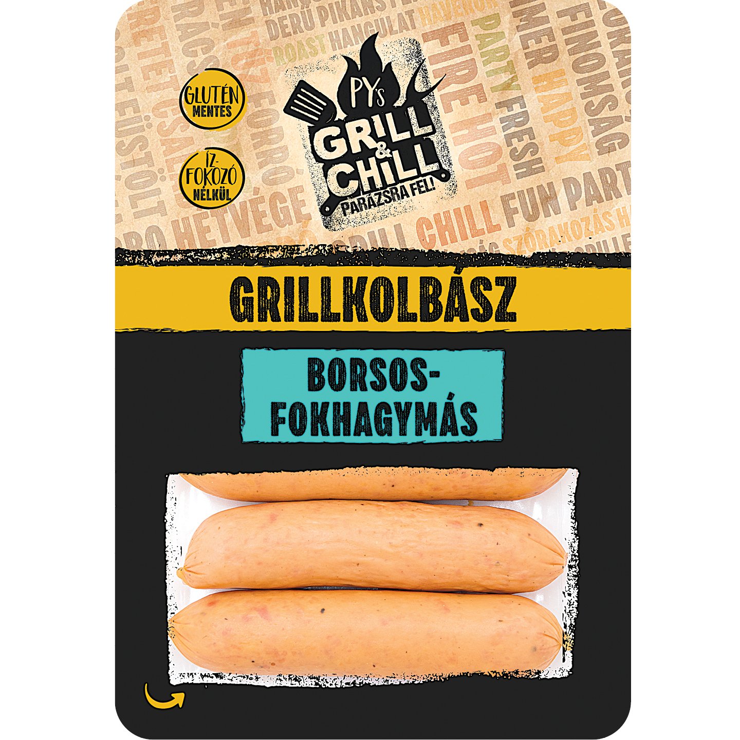 Borsos-fokhagymás Grillkolbász