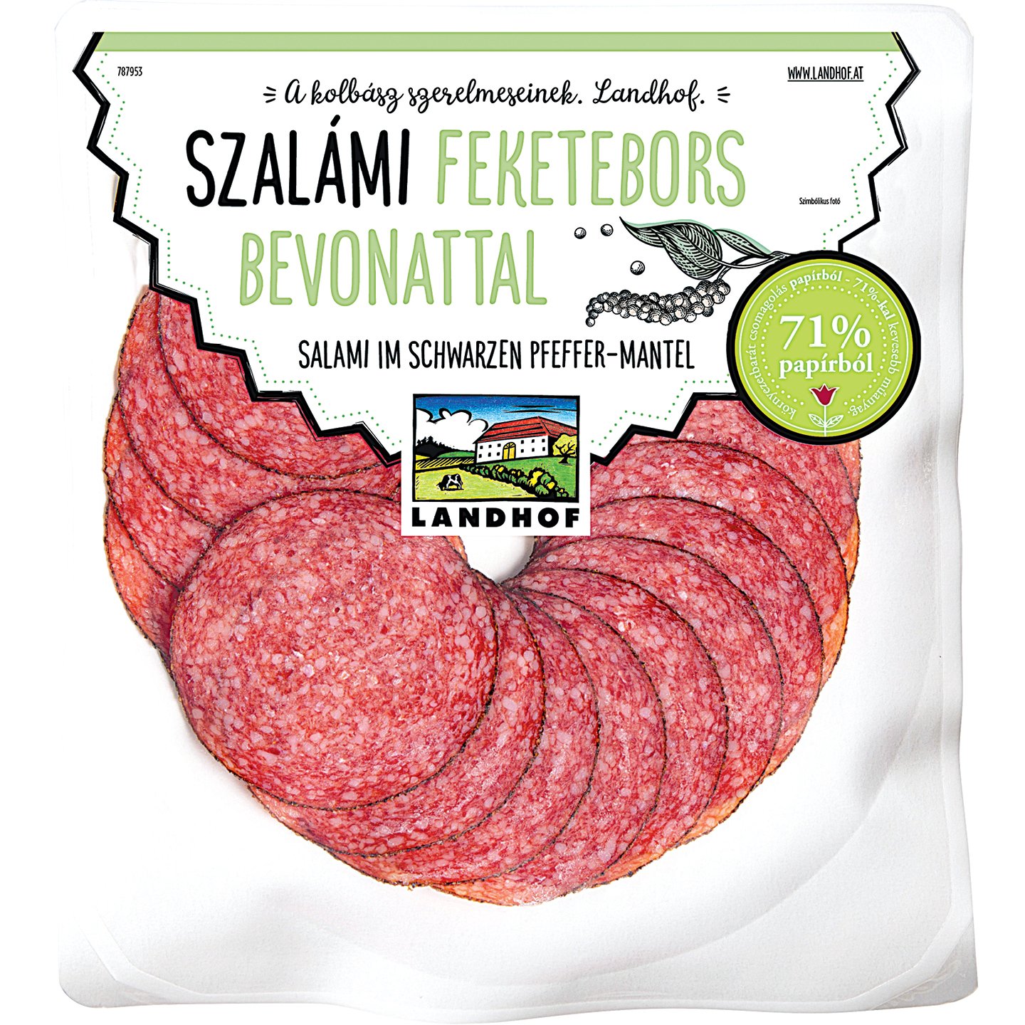 Landhof Szalámi Feketebors Bevonattal