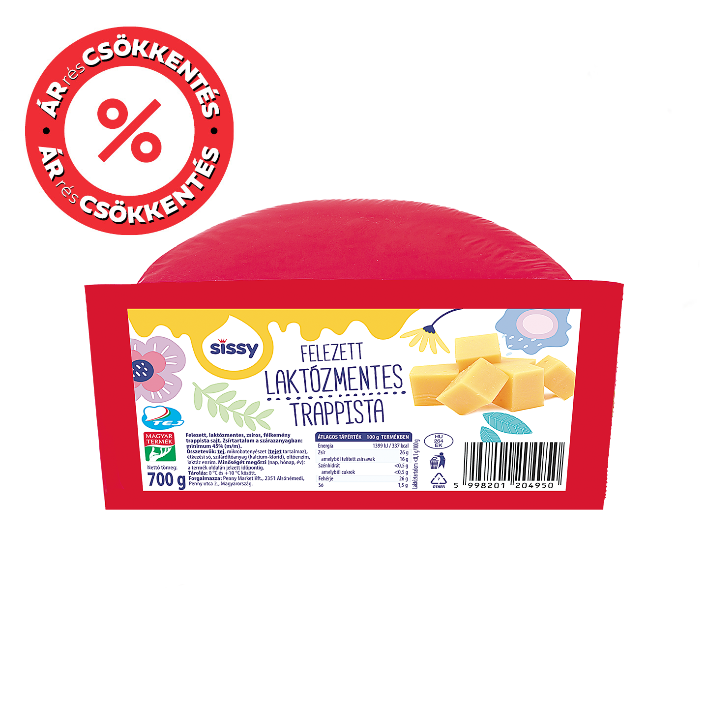 Sissy Laktózmentes Trappista Sajt