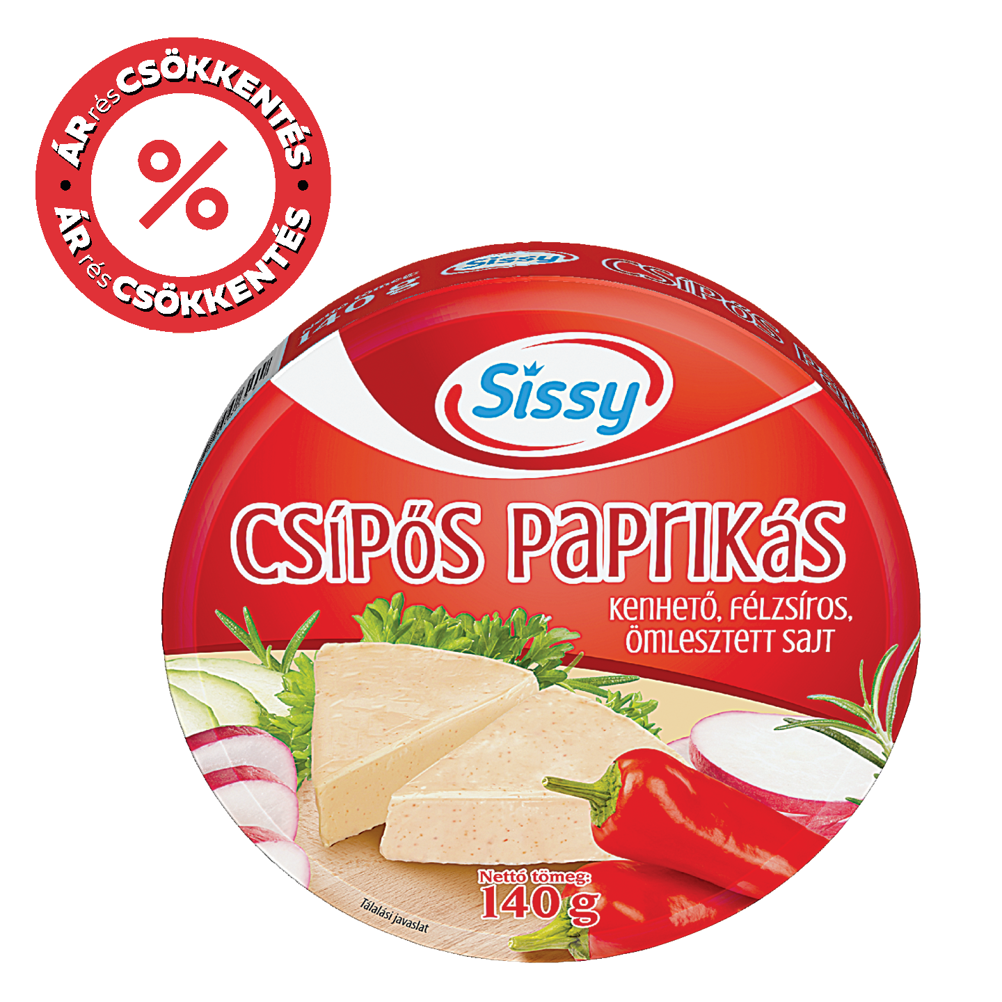 Sissy Csípős Paprikás ízű Kördobozos Sajt