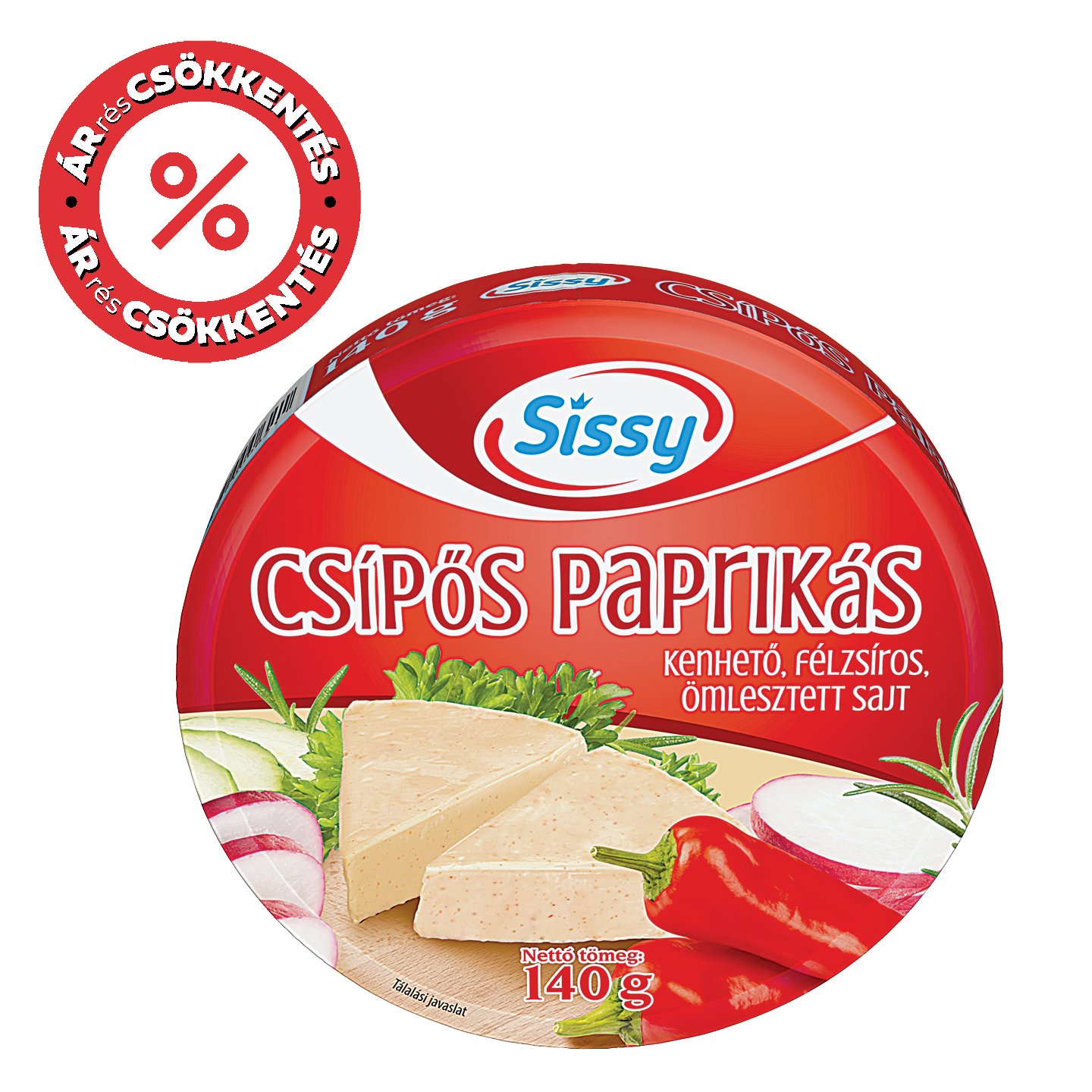 Sissy Csípős Paprikás ízű Kördobozos Sajt