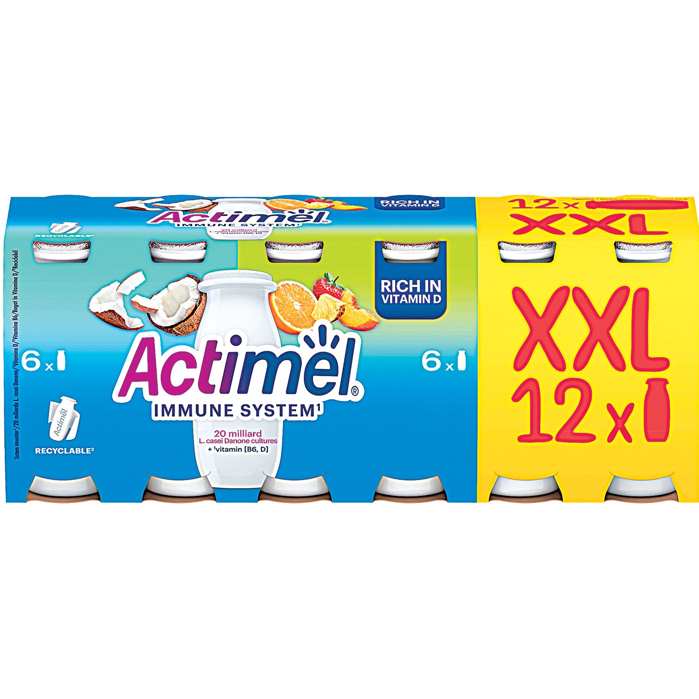 Actimel Multifruit-kókusz ízű Joghurtital Multipack