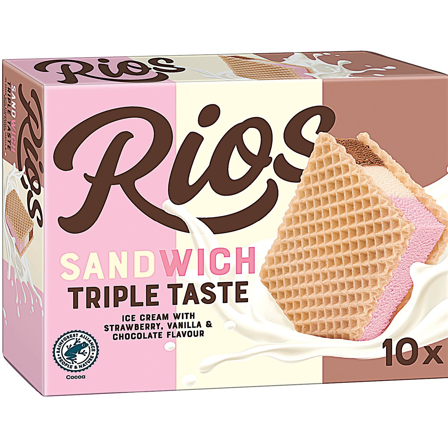 Rios Sandwich Jégkrém Multipack Eper-vanília-csokoládé ízű