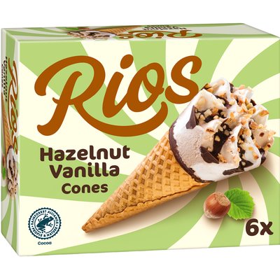 RIOS VANÍLIA-MOGYORÓ ÍZŰ TÖLCSÉRES JÉGKRÉM termékképe