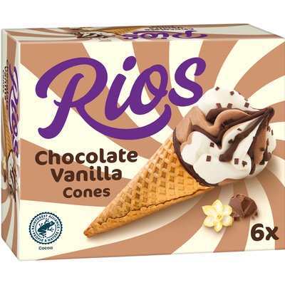 RIOS VANÍLIA-CSOKOLÁDÉ ÍZŰ TÖLCSÉRES JÉGKRÉM MULTIPACK termékképe