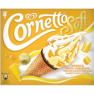 CORNETTO SOFT MANGÓ-FEHÉRCSOKOLÁDÉ ÍZŰ JÉGKRÉM MULTIPACK termékképe