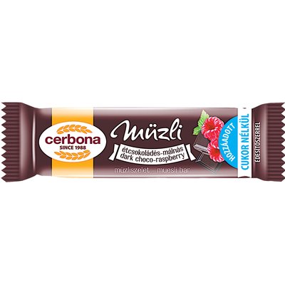 CERBONA ÉTCSOKOLÁDÉS-MÁLNÁS MÜZLISZELET HOZZÁADOTT CUKOR NÉLKÜL termékképe