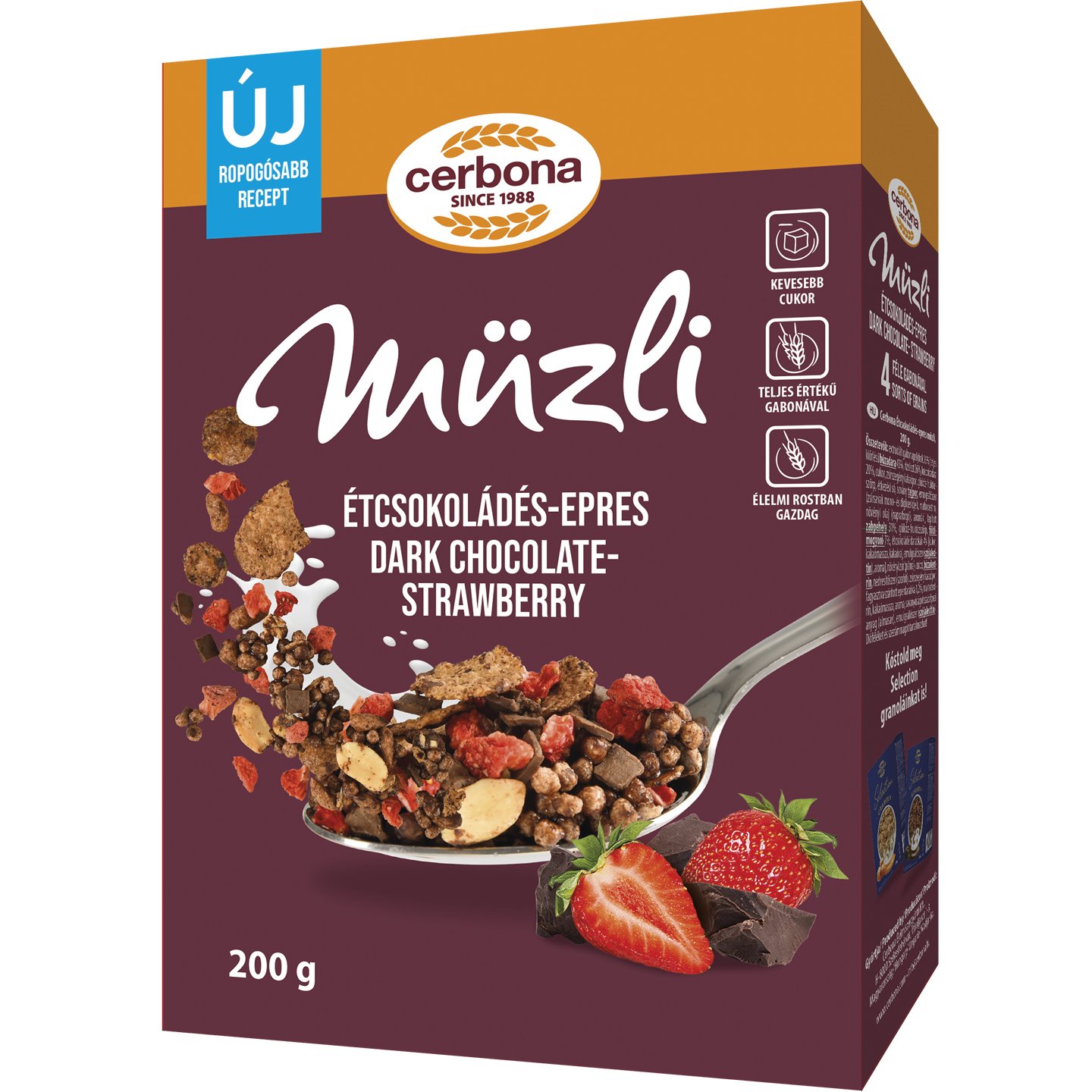 Cerbona étcsokoládés-epres Müzli