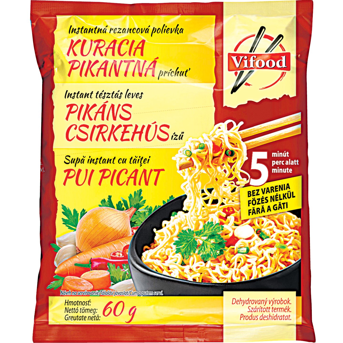 Vifood Instant Pikáns Csirke ízű Tésztás Leves