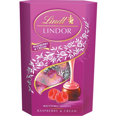 LINDT LINDOR RASPBERRY-CREAM PRALINÉ termékképe