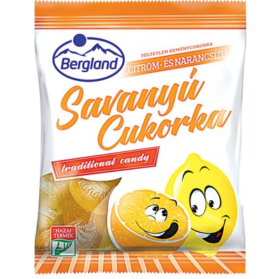 BERGLAND CITROM-NARANCS ÍZŰ SAVANYÚ CUKORKA termékképe