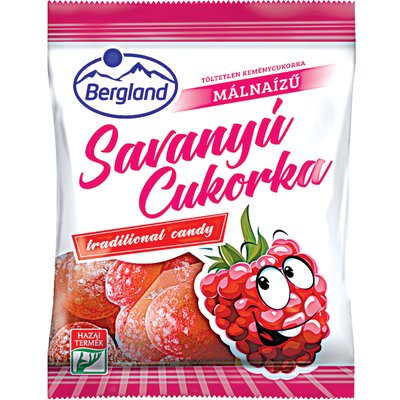 BERGLAND MÁLNA ÍZŰ SAVANYÚ CUKORKA termékképe