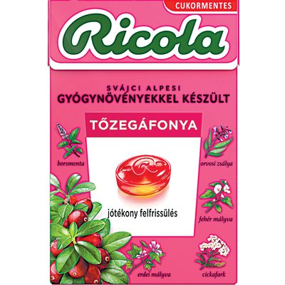 RICOLA TŐZEGÁFONYA ÍZŰ CUKORKA termékképe