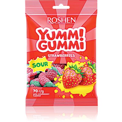 YUMM! GUMMI SOUR STRAWBERRIES GUMICUKOR termékképe