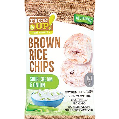 RICE UP HAGYMÁS-TEJFÖLÖS GLUTÉNMENTES BARNA RIZS CHIPS termékképe