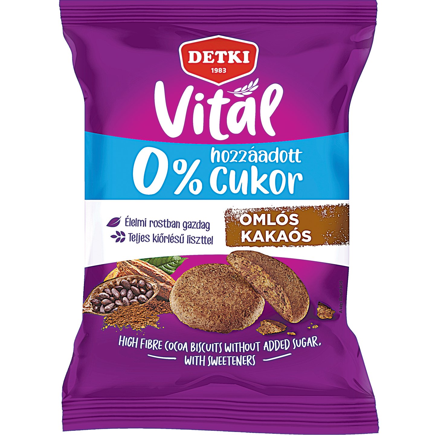 Detki Vitál Hozzáadott Cukor Nélküli Omlós Kakaós Keksz