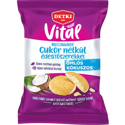 DETKI VITÁL HOZZÁADOTT CUKOR NÉLKÜLI KÓKUSZOS OMLÓS KEKSZ termékképe