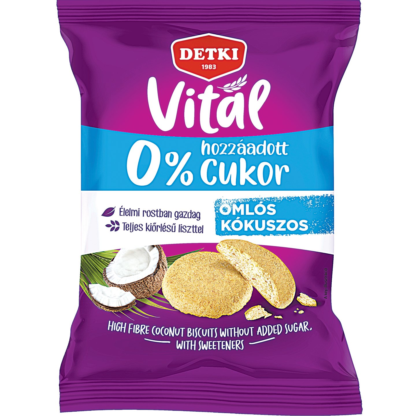 Detki Vitál Hozzáadott Cukor Nélküli Omlós Kókuszos Keksz