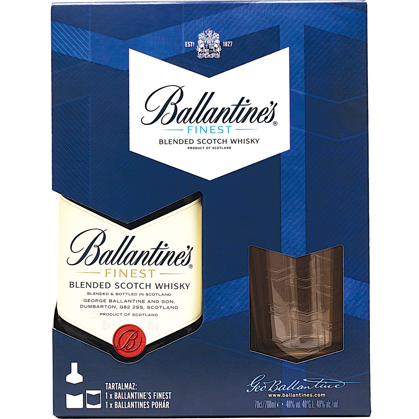 Ballantines Finest Whisky Pohárral