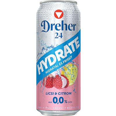 DREHER24 HYDRATE LICSI-CITROM ÍZŰ ALKOHOLMENTES ÍZESÍTETT SÖR + 50 FT BETÉTDÍJ termékképe