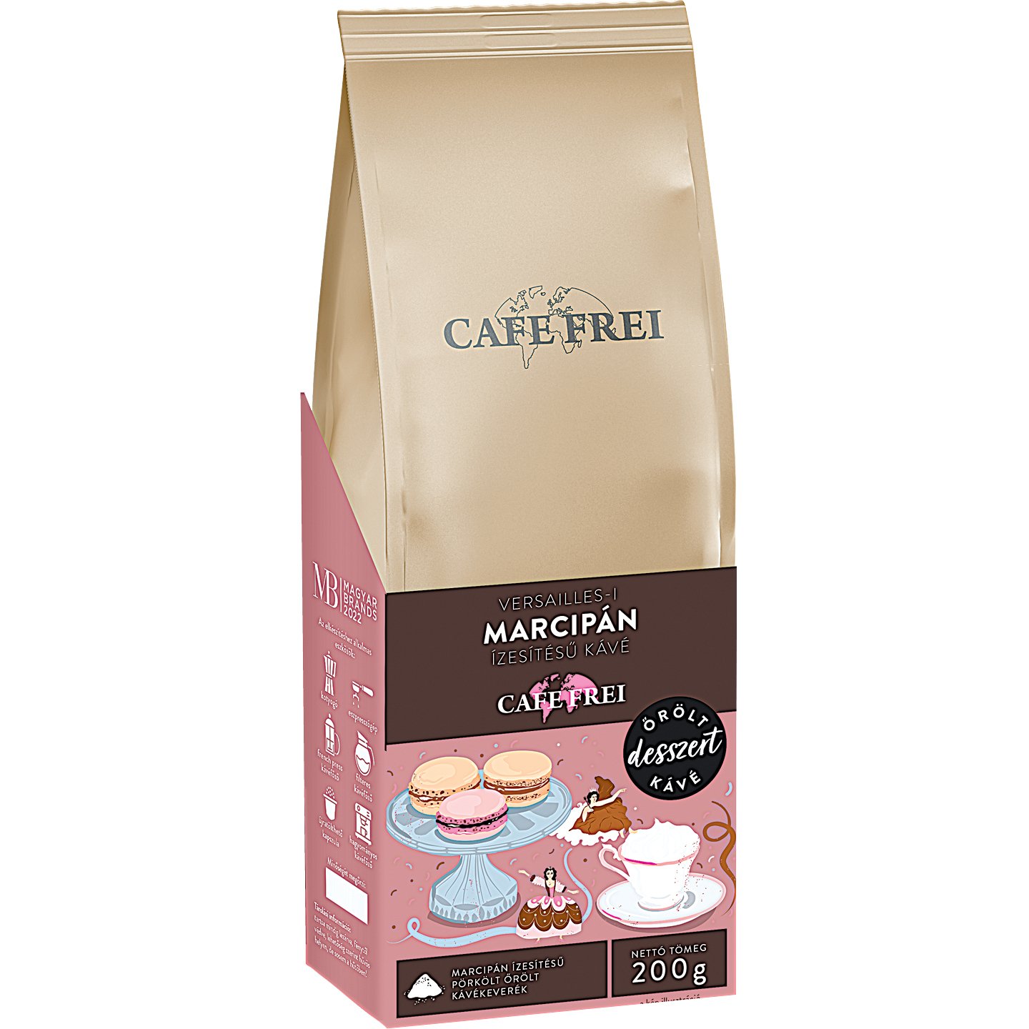 Cafe Frei Marcipán Macaron ízű őrölt Desszert Kávé