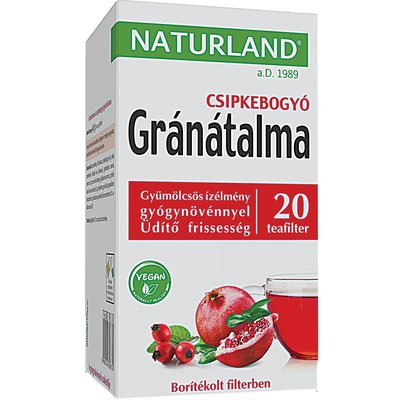 NATURLAND GRÁNÁTALMA-CSIPKEBOGYÓ ÍZŰ TEA termékképe