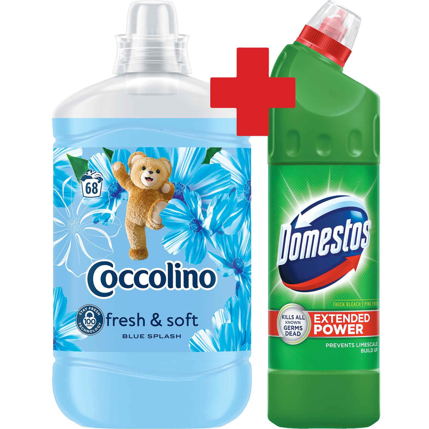 Coccolino Blue öblítő + Domestos Fertőtlenítőszer Pine