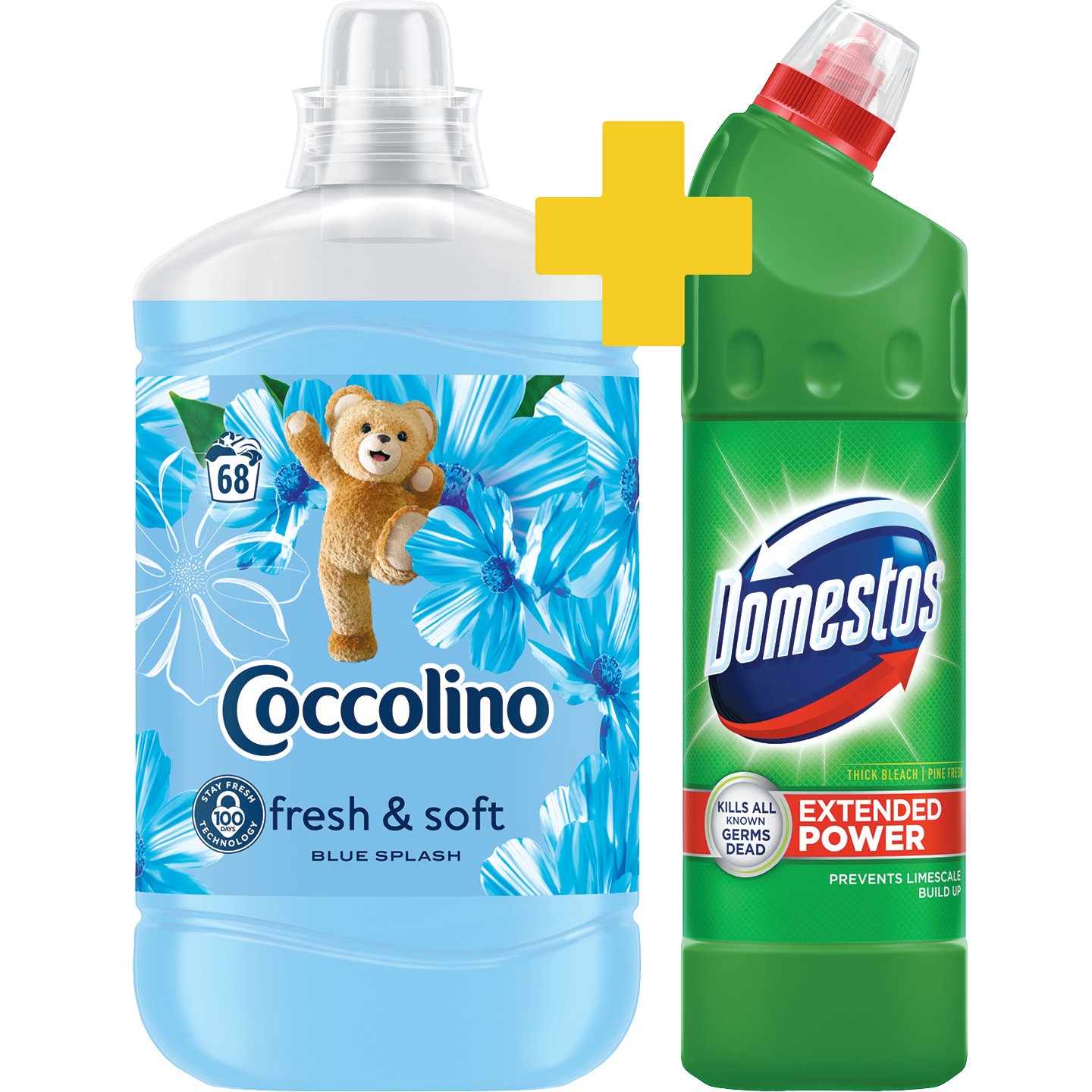 Coccolino Blue öblítő + Domestos Fertőtlenítőszer Pine