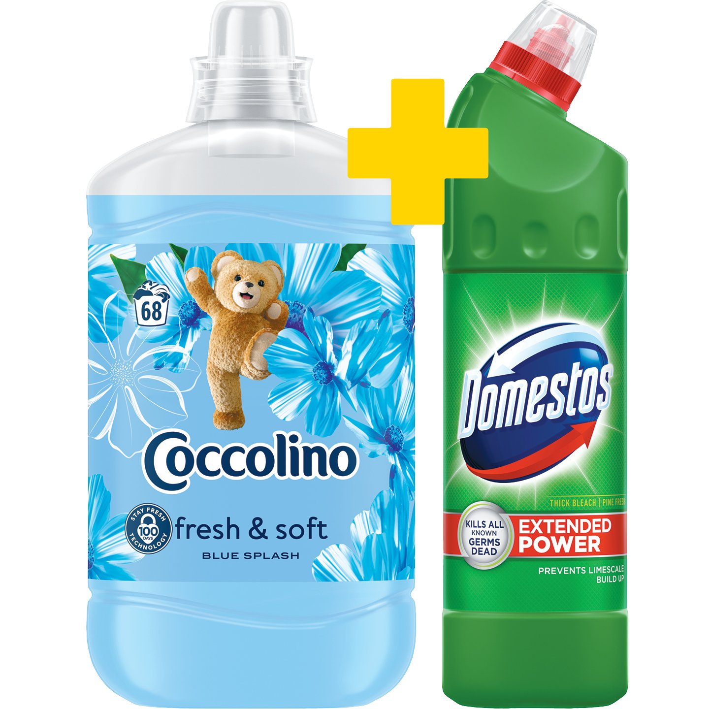 Coccolino Blue öblítő + Domestos Fertőtlenítőszer Pine