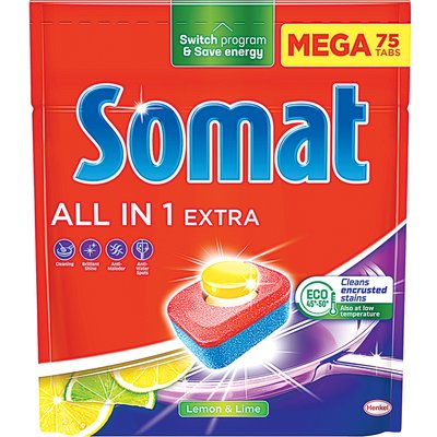 SOMAT ALL IN 1 EXTRA LEMON LIME MOSOGATÓGÉP TABLETTA termékképe