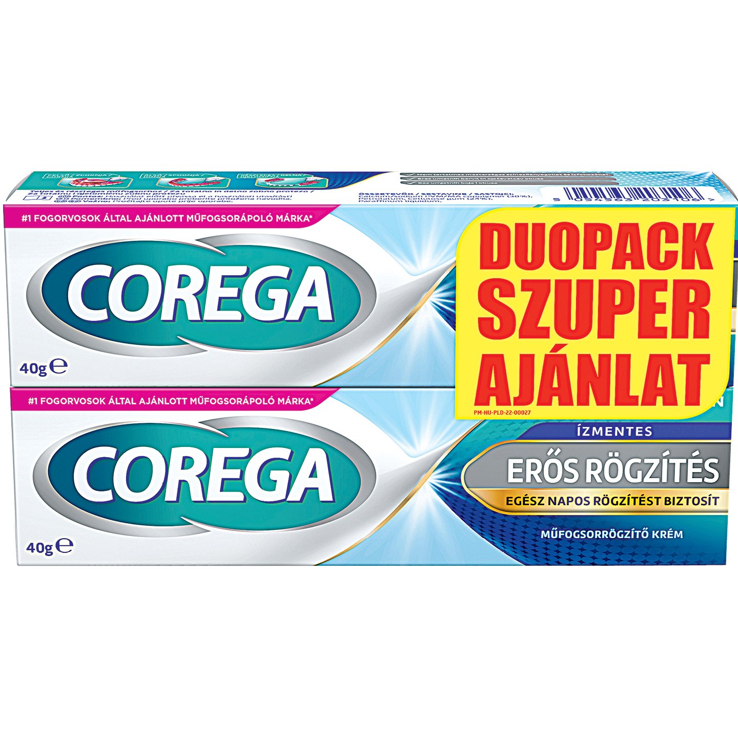 Corega ízmentes Műfogsorrögzítő Krém Duopack