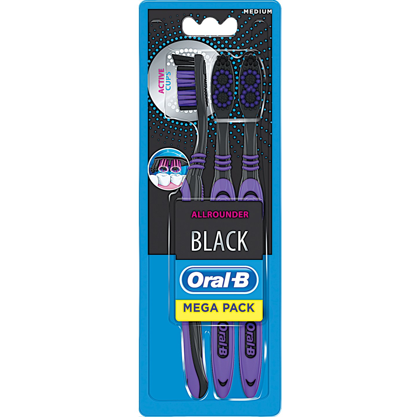 Oral-b Black Medium Fogkefe Megapack